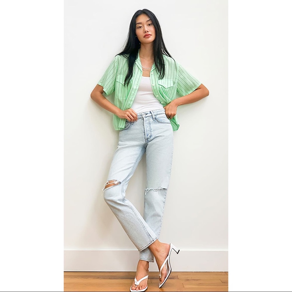 Rag & Bone/JEAN Light Wash Blue Rochelle Distressed Rosa Mid-Rise Boyfriend Jean - Picture 5 of 12